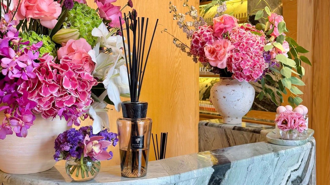 Reception with fresh floral arrangements
